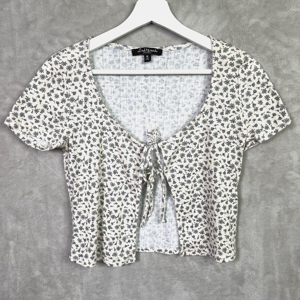 Mixed Threads Los Angeles Ditsy Floral Tie Front Crop Top Y2K Boho Cottagecore M